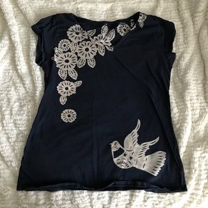 Lucky Brand Bleach Design T-shirt